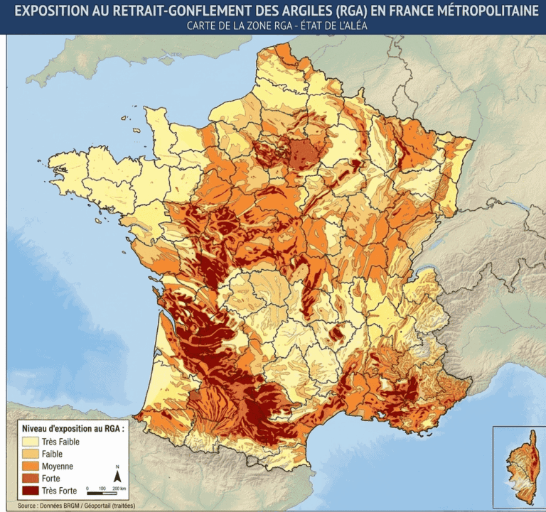 Zones RGA France : carte argile, communes, obligations